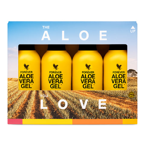 Vorteilspack mit vier Flaschen Forever Aloe Vera Gel Original